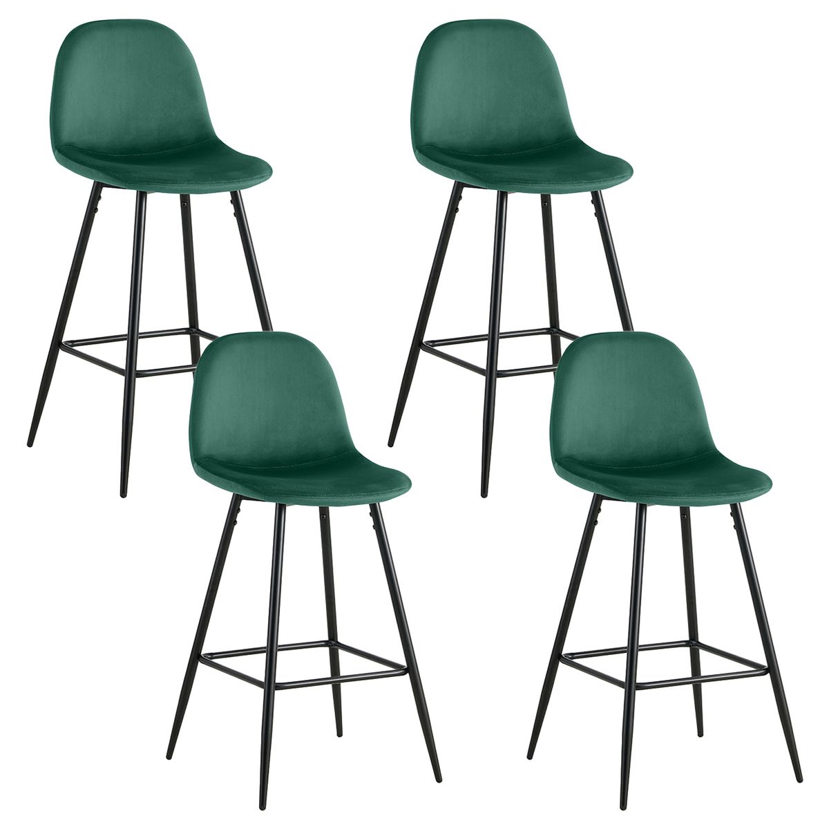 NOVAHUS - Pack de 4 Pisos de Bar Recife Verde de Terciopelo