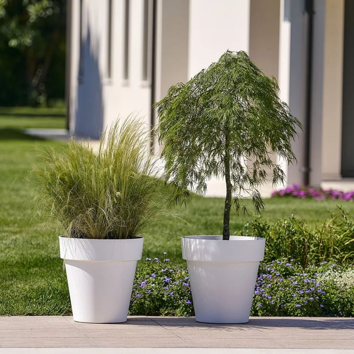 EURO3PLAST - Macetero plástico con plato 80 x 71 cm color taupe