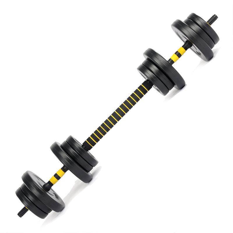 ATLETIS - Set Barra y Mancuernas Ajustable 20 Kg Amarillo