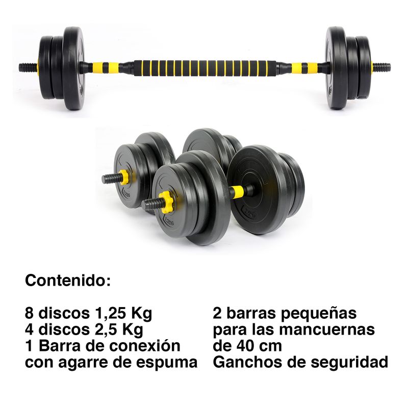 ATLETIS Set Barra y Mancuernas Ajustable 20 Kg Amarillo - Main Image