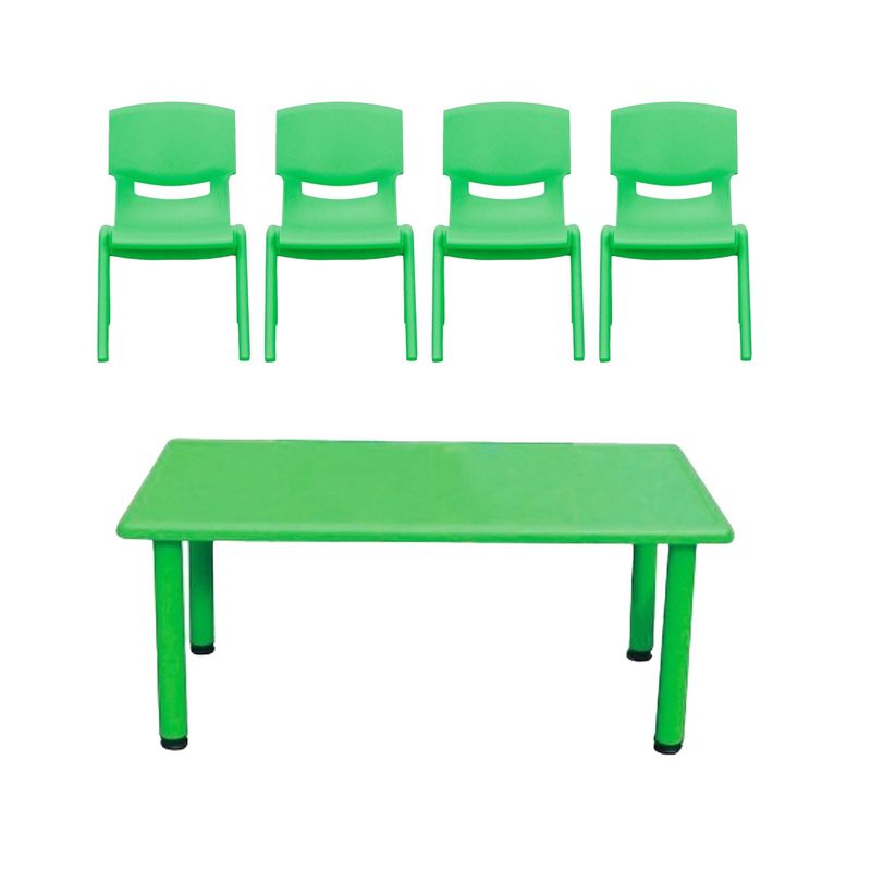 LUMAX - Mesa Plastico Infantil 120x60x50 + 4 Sillas Verde