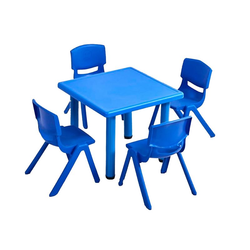 LUMAX - Mesa Plastico Infantil 60x60x50 + 4 Sillas Azul