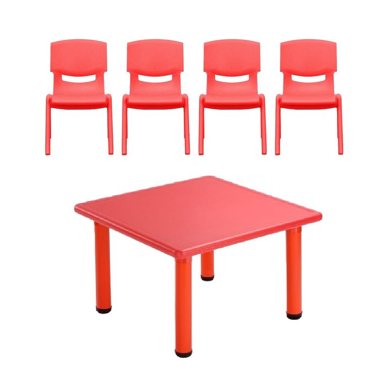 LUMAX - Mesa Plastico Infantil 60x60x50 + 4 Sillas Rojo