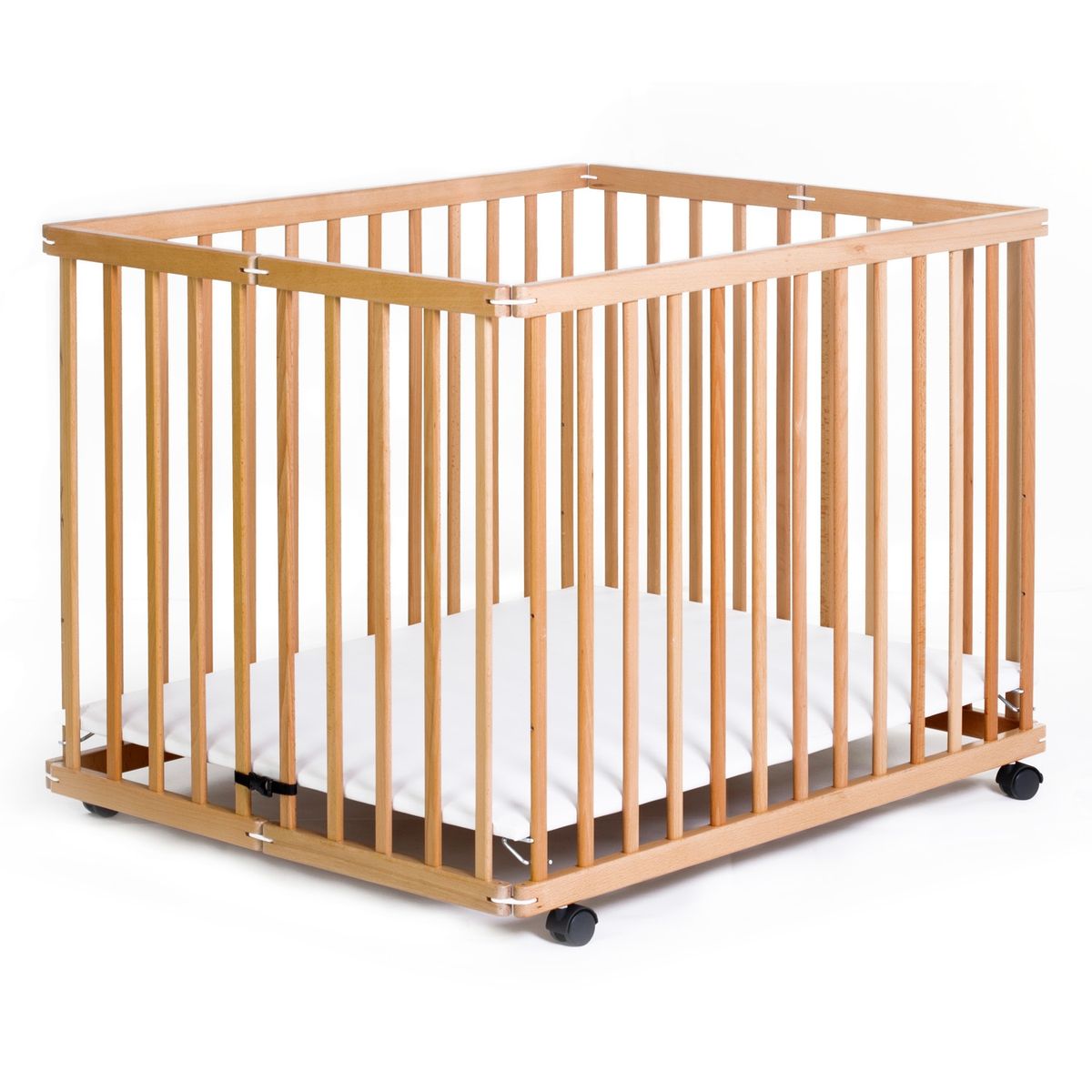 HAPPY DINO - Corral Cuna 2 en 1 Altura Ajustable en Madera Happy Dino