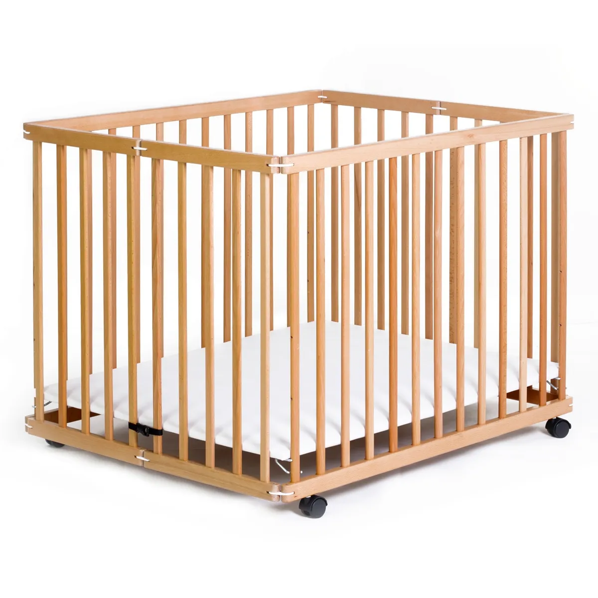 HAPPY DINO - Corral Cuna 2 en 1 Altura Ajustable en Madera Happy Dino