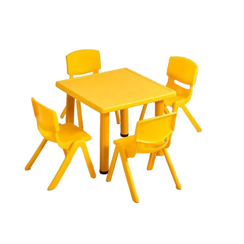 LUMAX - Mesa Plastico Infantil 60x60x50 + 4 Sillas Amarillo