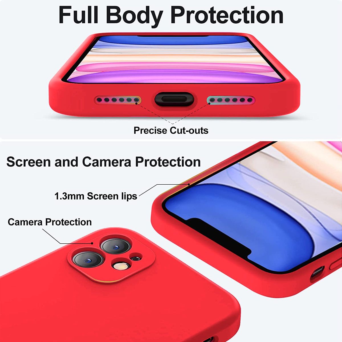 JOIGO - Carcasa Para iPhone 11 Goma Color Rojo