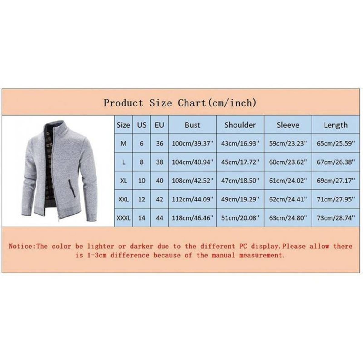 KEEJOIN - Chaquetas punto hombres Suéteres casuales Cuello alto-albaricoque