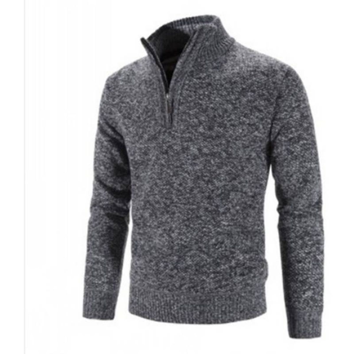 KEEJOIN - Chaqueta Abrigo Hombres Cardigan Suéter Clásico Suave-gris oscuro