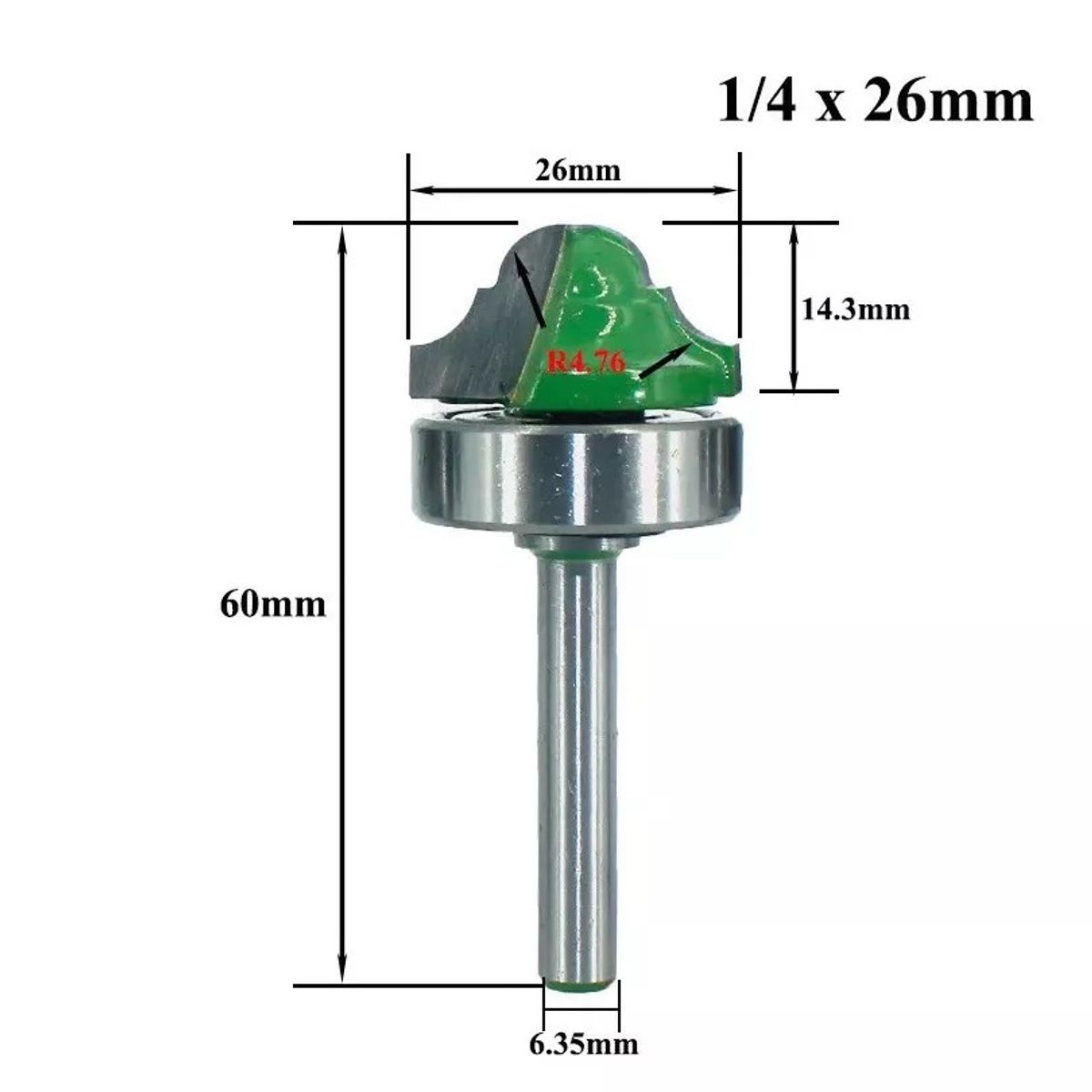 GENERICO - Fresa Madera Moldura Tablero Toma ¼ Set 4 Pcs