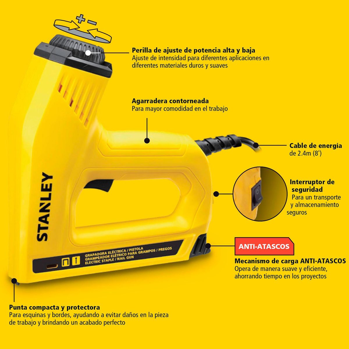 STANLEY - Engrapadora Eléctrica 220V Trabajo Pesado STANLEY