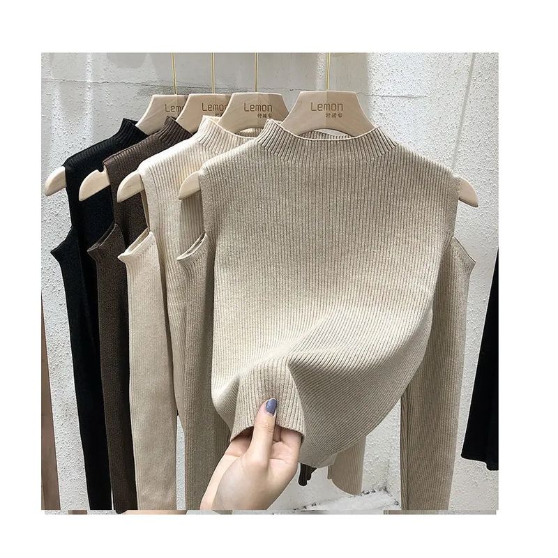 GENERICO - Sweater Manga Larga Con Hombros Descubiertos Para Mujer