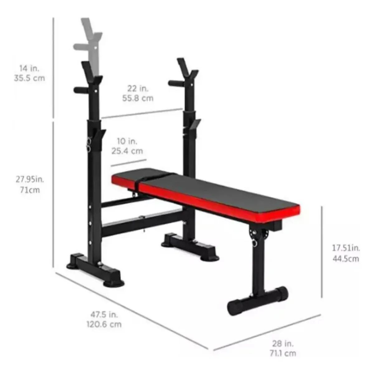 YEP S - Press Banca Abdominal Reclinable Para Pesas Con Rack - Negro
