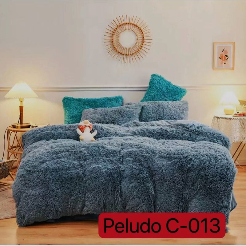 GENERICO - Cubrecama de Invierno Peludo con Chiporro 1.5 P Petróleo 013