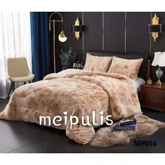 GENERICO - Cubrecama de Invierno Peludo con Chiporro 1.5 P Beige Jaspeado MP014