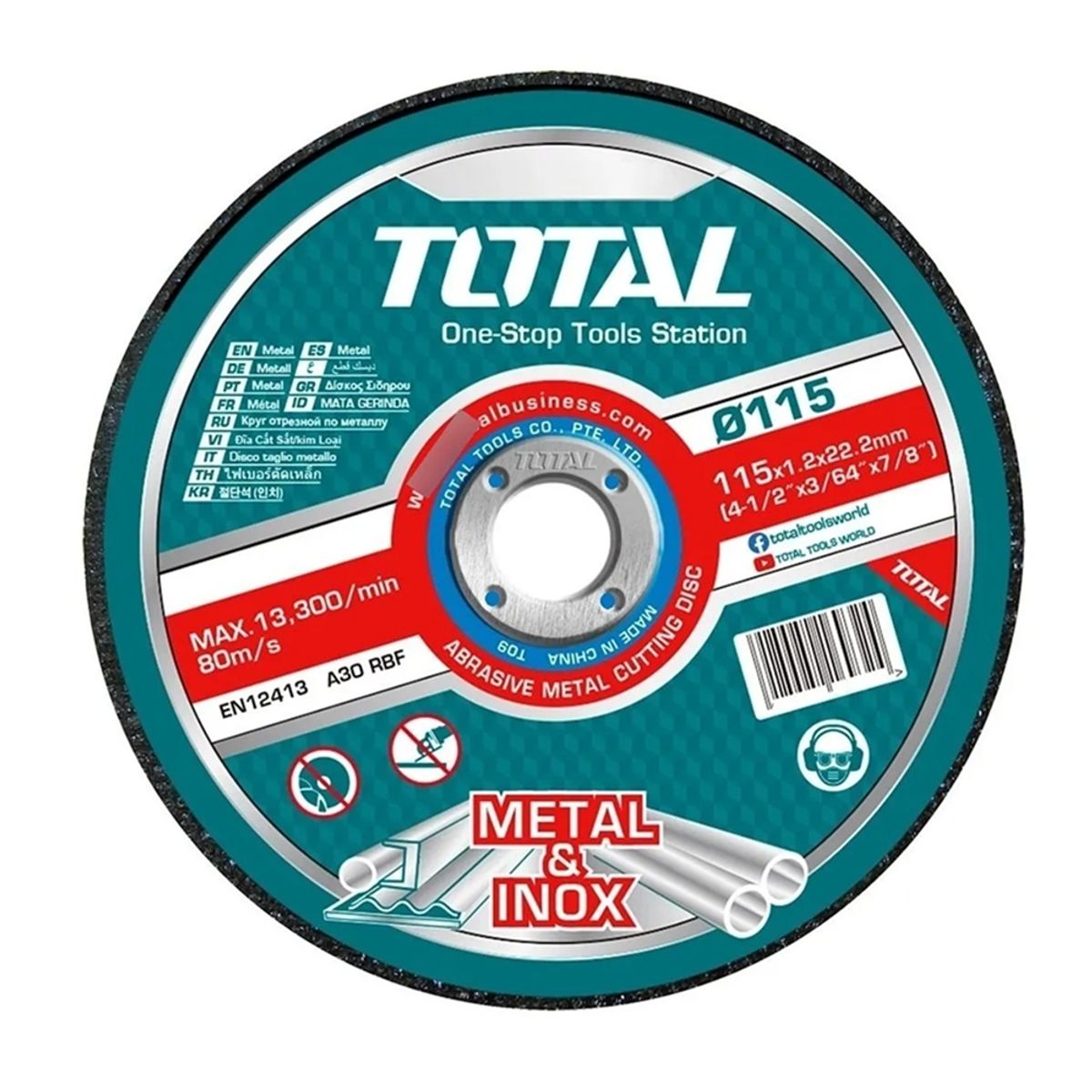 TOTAL TOOLS - Disco De Corte P/ Metal Acero Inoxidable 115mm 25 Und