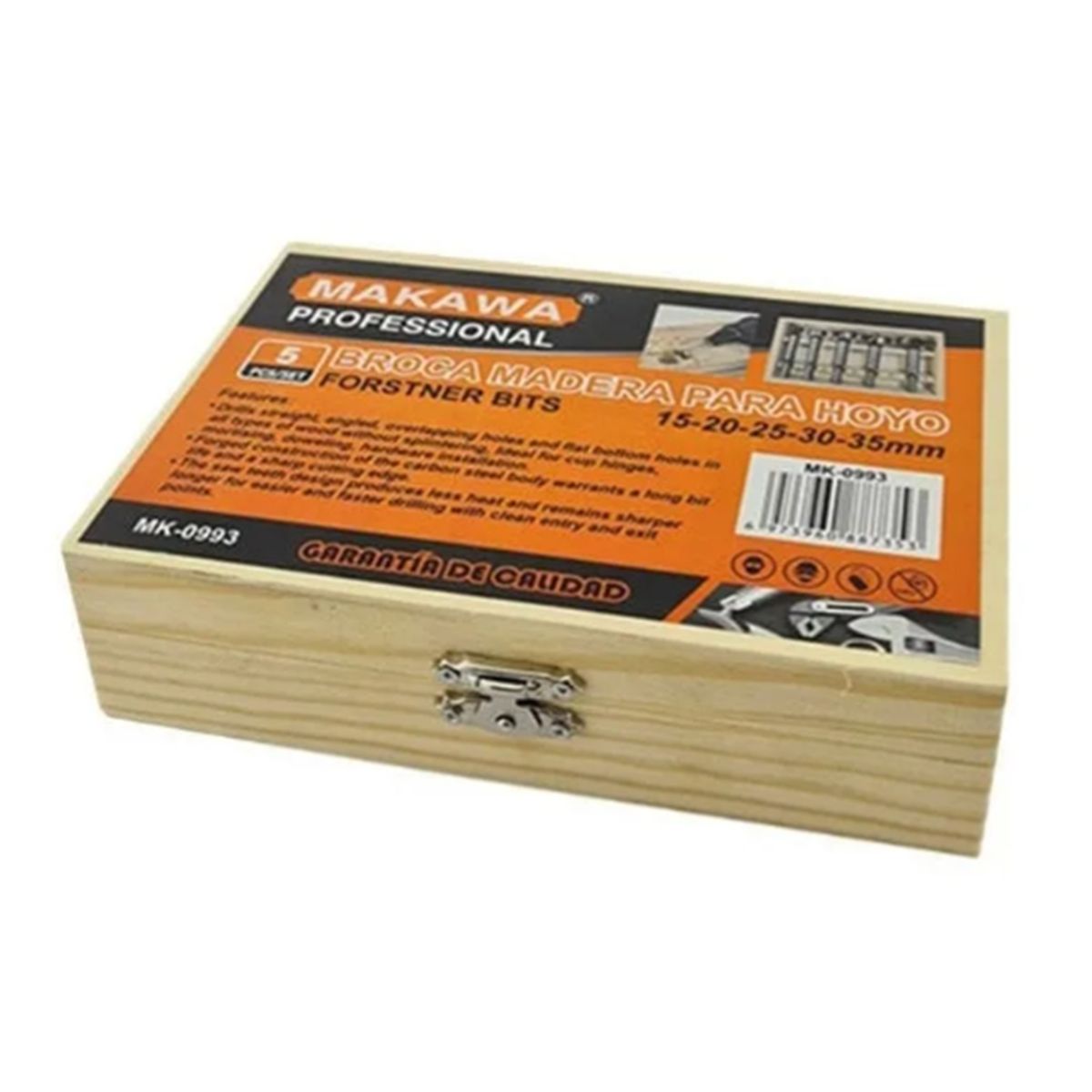 MAKAWA - Kit Set Juego De Brocas Fortsner Para Madera 5 Piezas Makawa