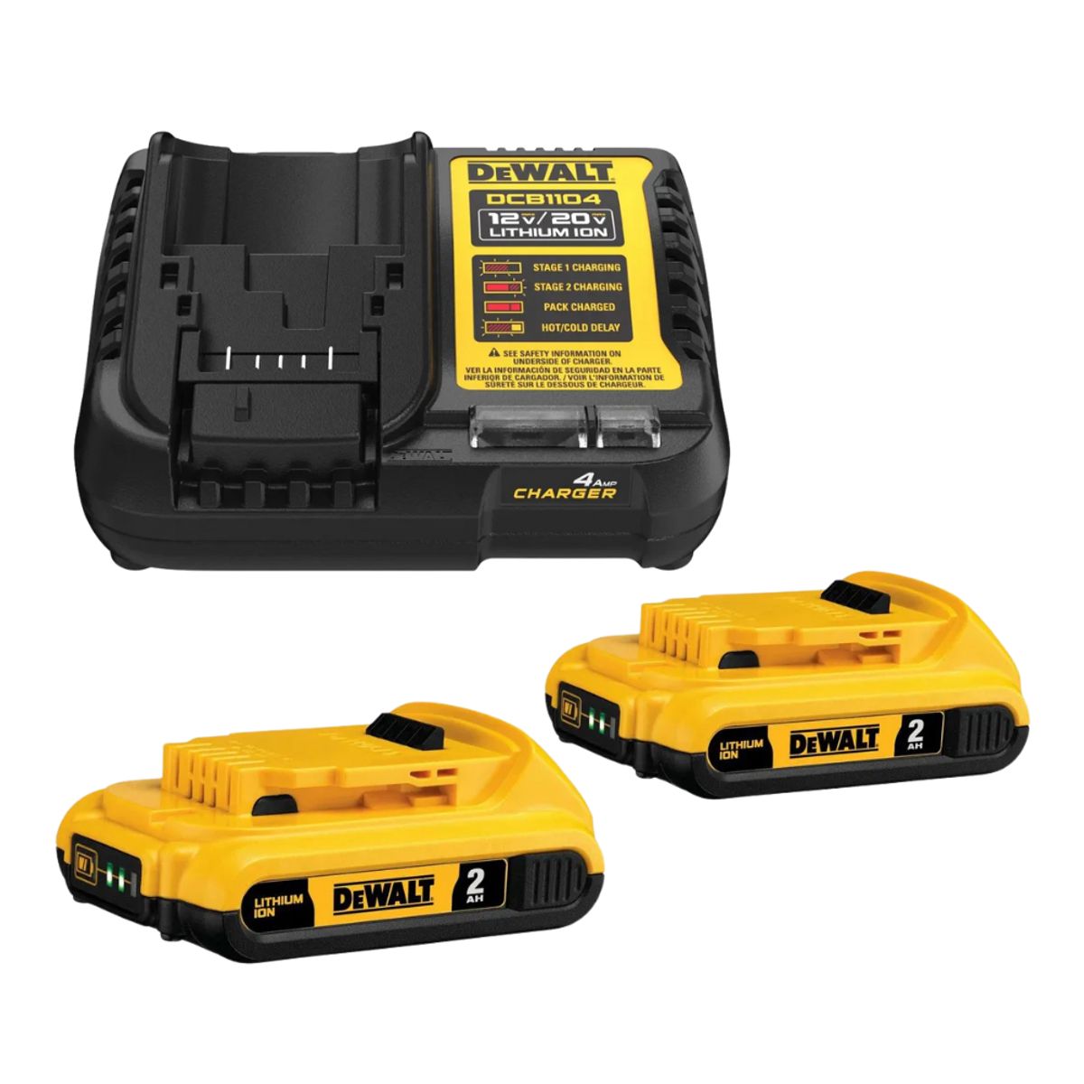 DEWALT - Kit Baterías 2ah + Cargador 20v Dewalt Dcb203c2