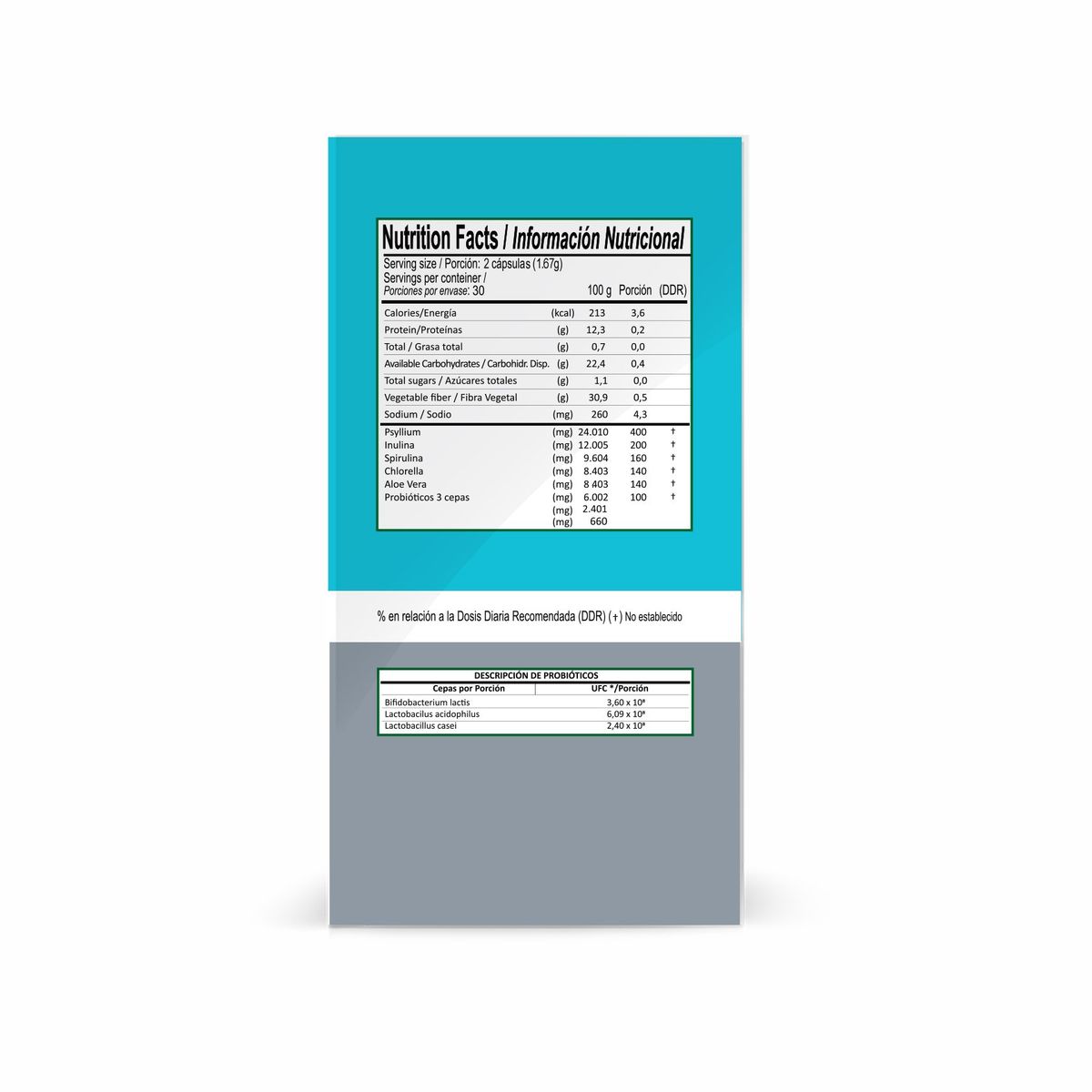 BIO SWISS LAB - DETOX ADELGAZANTE CON 3 CEPAS DE PROBIÓTICOS Y 4 CEPAS DE FIBRAS+ QUEMADOR DE GRASA