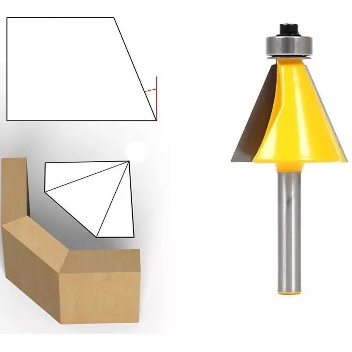 GENERICO - Fresa Madera Copiadora 22.5° Grados Vástago ¼  Alta Dureza