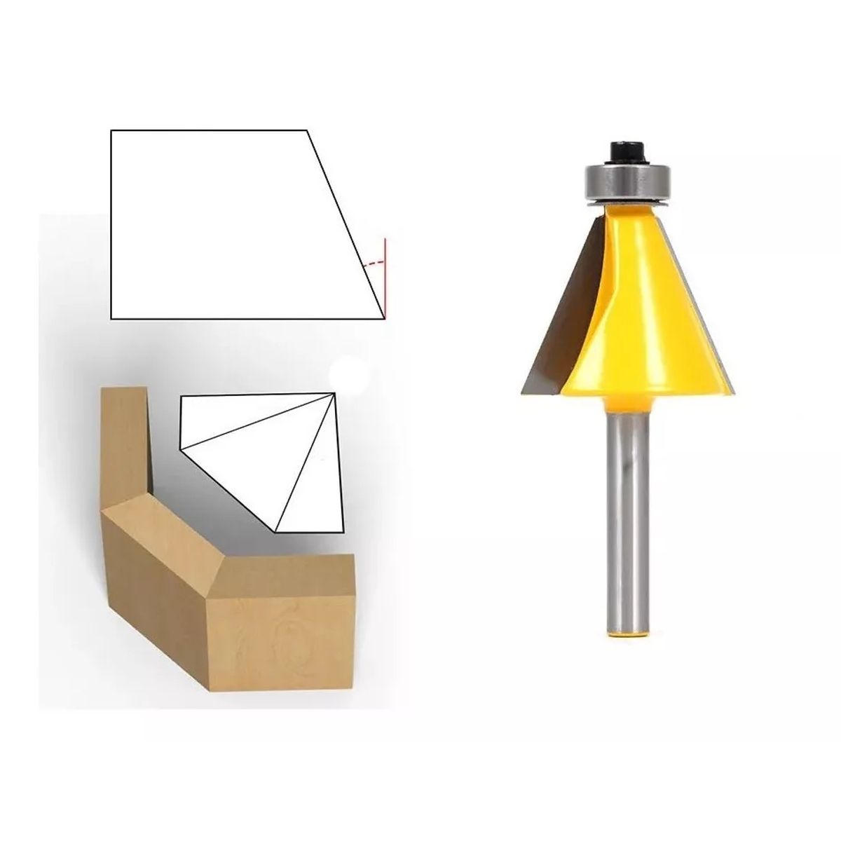 GENERICO - Fresa Madera Copiadora 22.5° Grados Vástago ¼  Alta Dureza