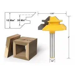 GENERICO - Fresa Madera Ensamble Cajón Machimbrado Vástago ¼ 45° ½