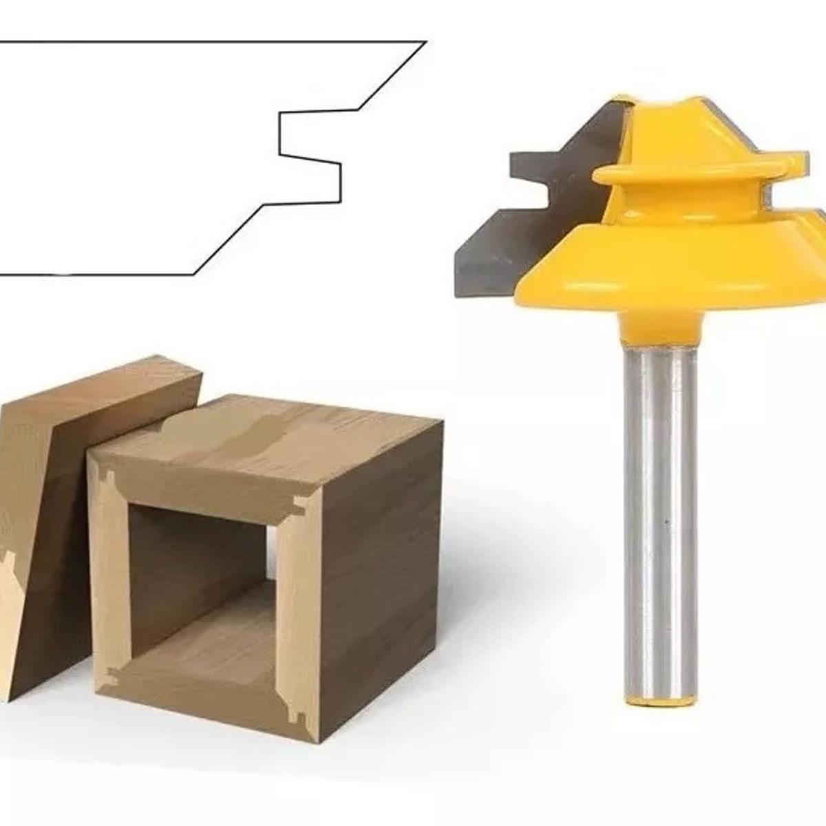 GENERICO - Fresa Madera Ensamble Cajón Machimbrado Vástago ¼ 45° ½