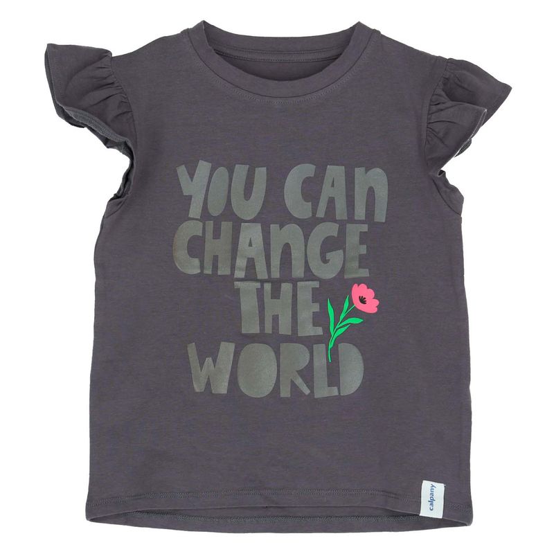 CALPANY - Polera M/C Niña Change The World Gris CALPANY