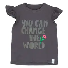 CALPANY - Polera M/C Niña Change The World Gris