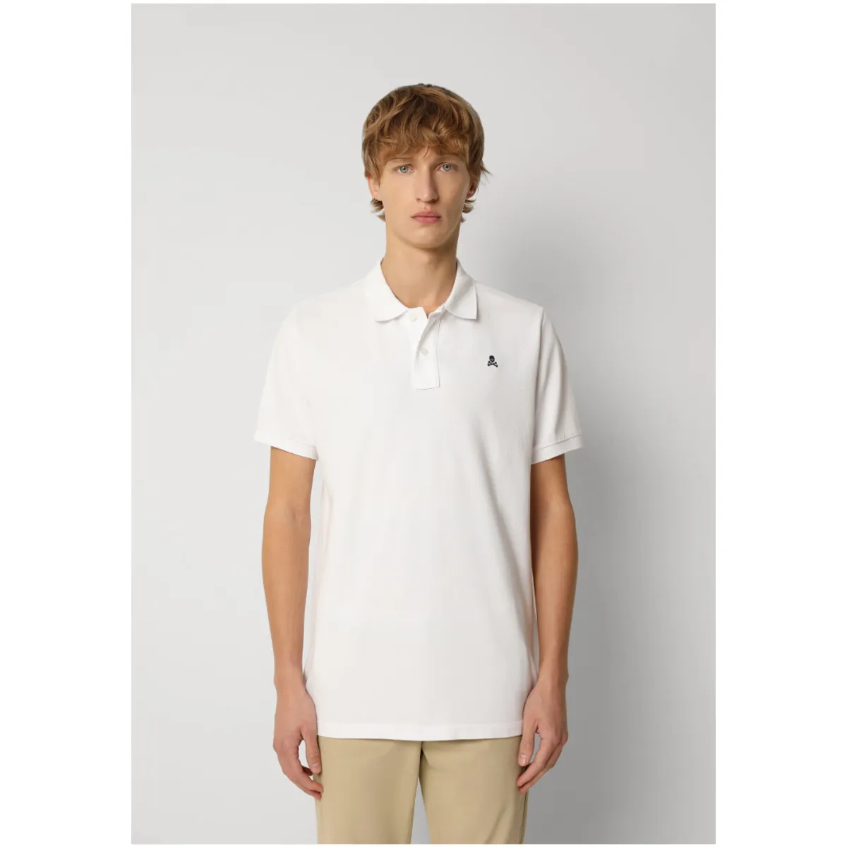 SCALPERS - Polo Básico Calavera Contraste White