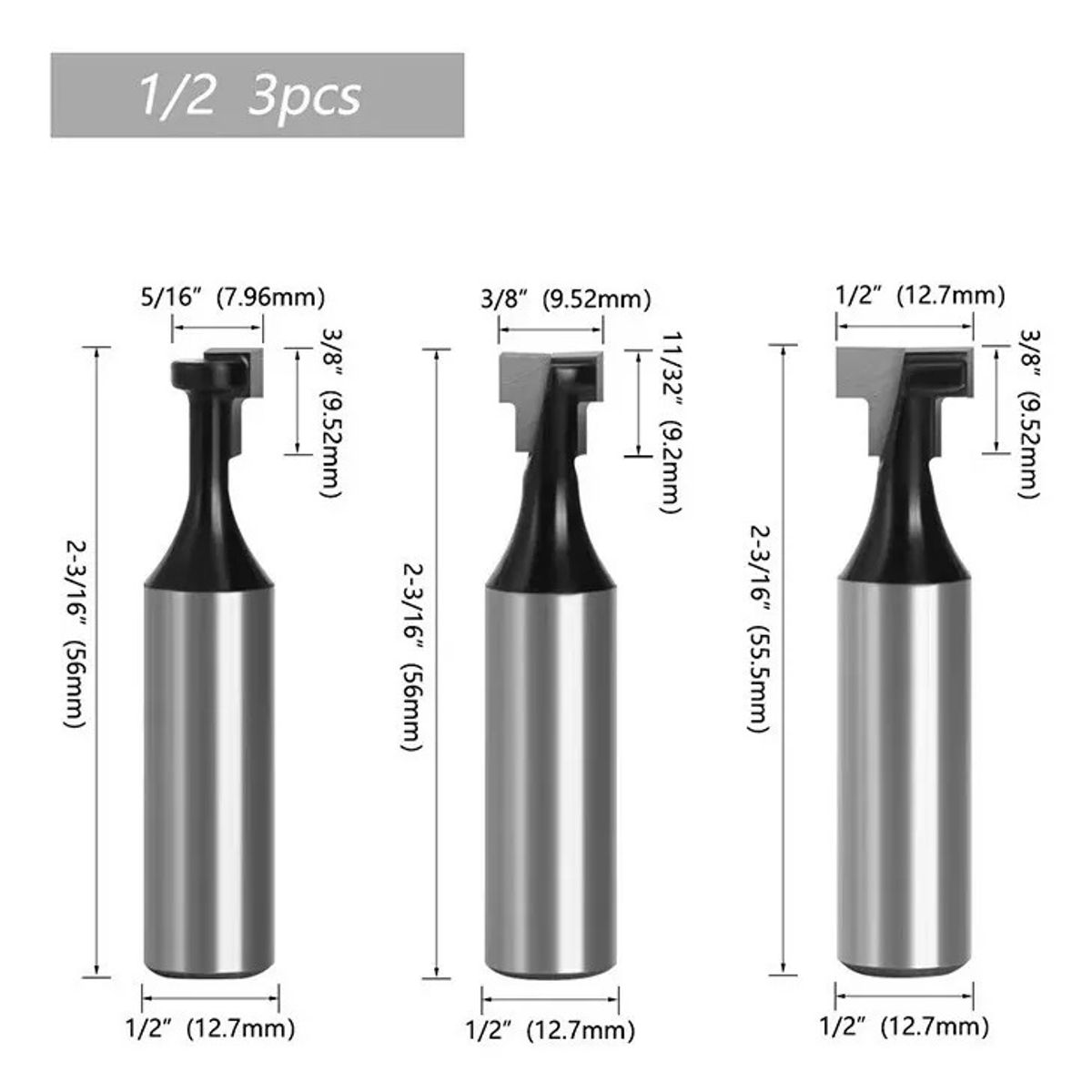 GENERICO - Fresa Tipo T Para Pernos Anclaje 3un 3 Medidas Toma ½