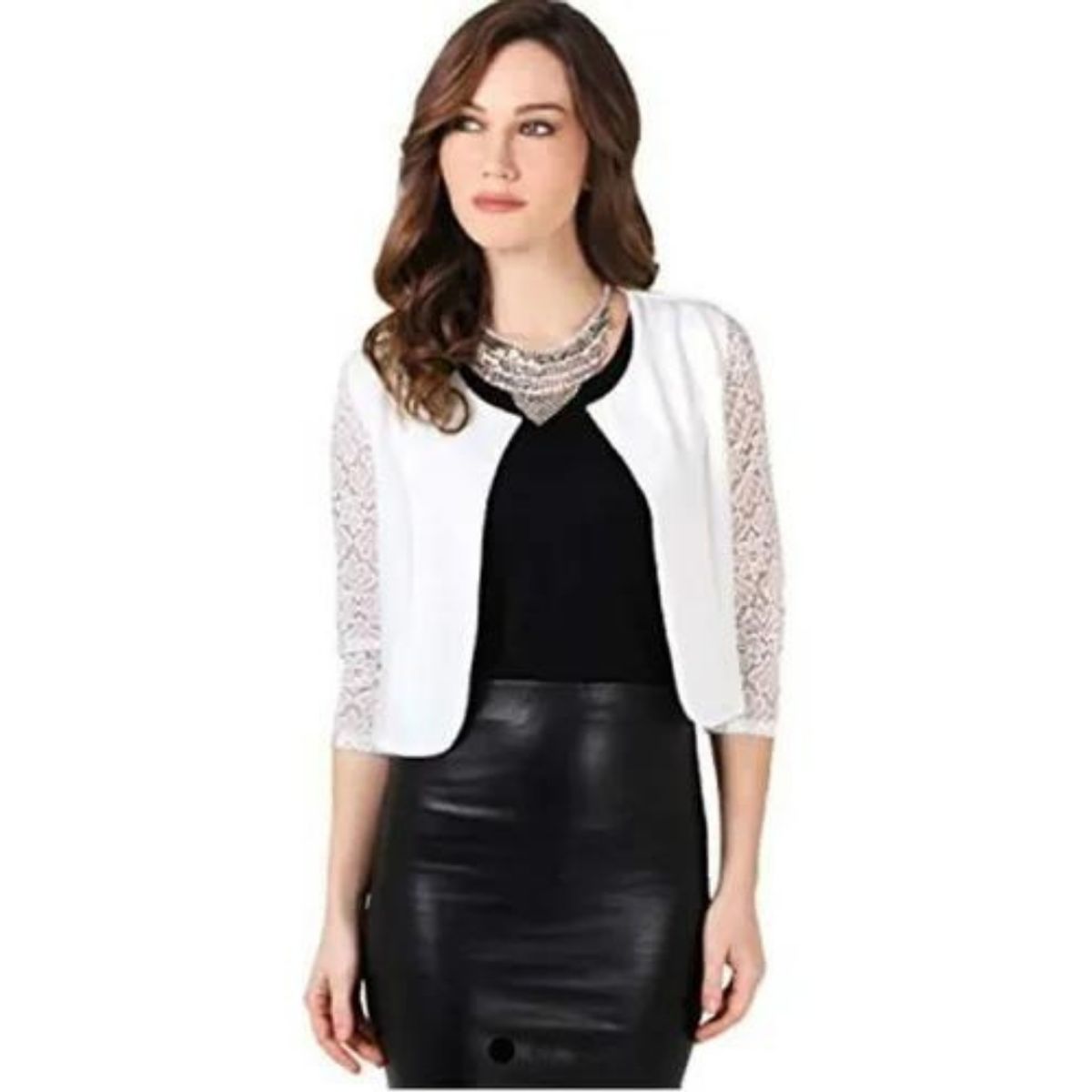 GENERICO - TAPADO BOLERO CHAL MANGA 34 ENCAJE MODELO T004