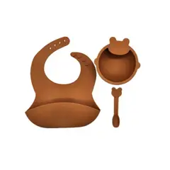 SISU KIDS - Set Alimentación de Silicona Café
