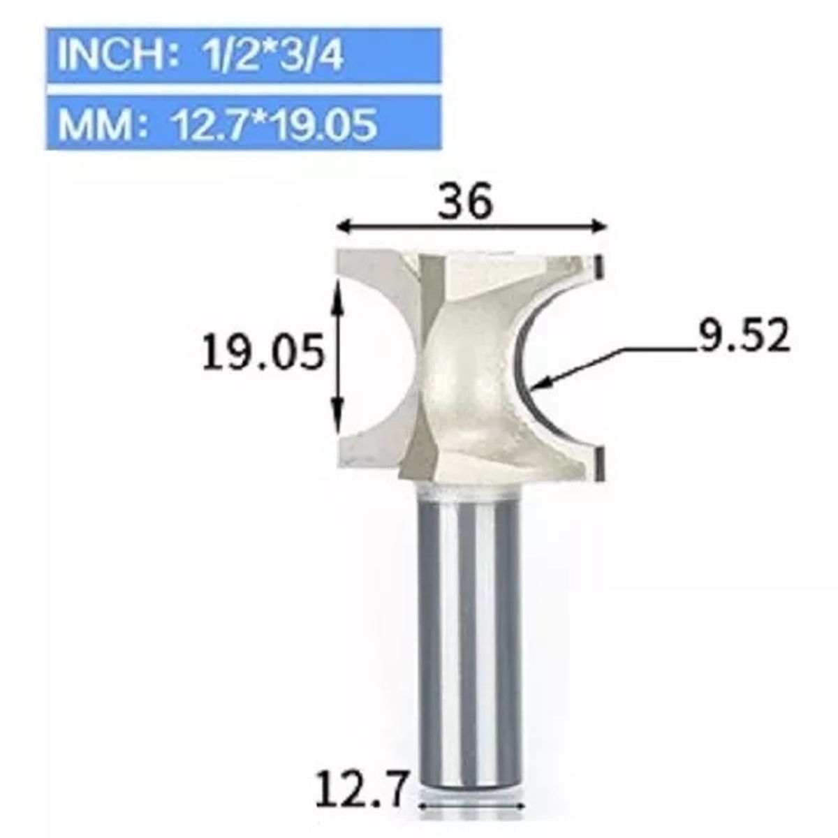 GENERICO - Fresa Madera Moldura Marcos ½ *r9.5 Toma ½   Carburo Tungsteno