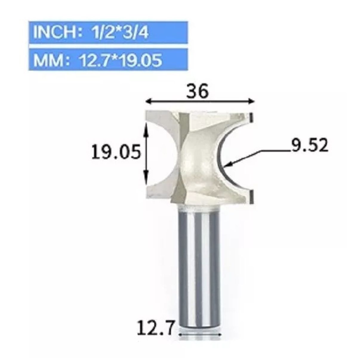 GENERICO - Fresa Madera Moldura Marcos ½ *r9.5 Toma ½   Carburo Tungsteno