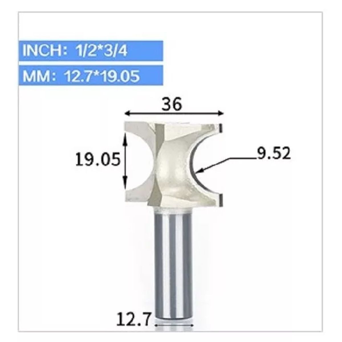 GENERICO - Fresa Madera Moldura Marcos ½ *r9.5 Toma ½   Carburo Tungsteno