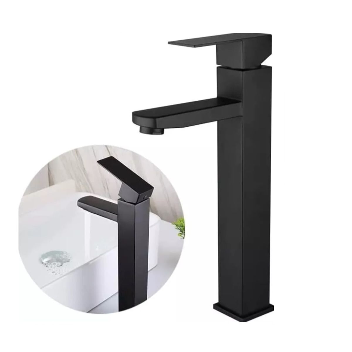 GENERICO - Grifo Monocomando De Acero Inoxidable Negro Mate Para Lavabo