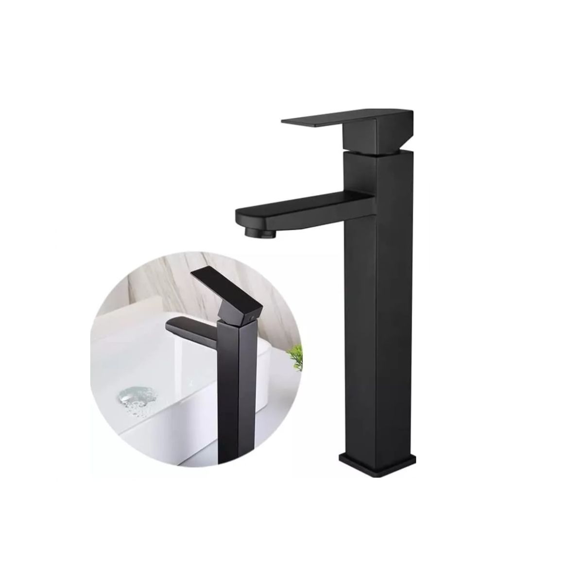 GENERICO - Grifo Monocomando De Acero Inoxidable Negro Mate Para Lavabo