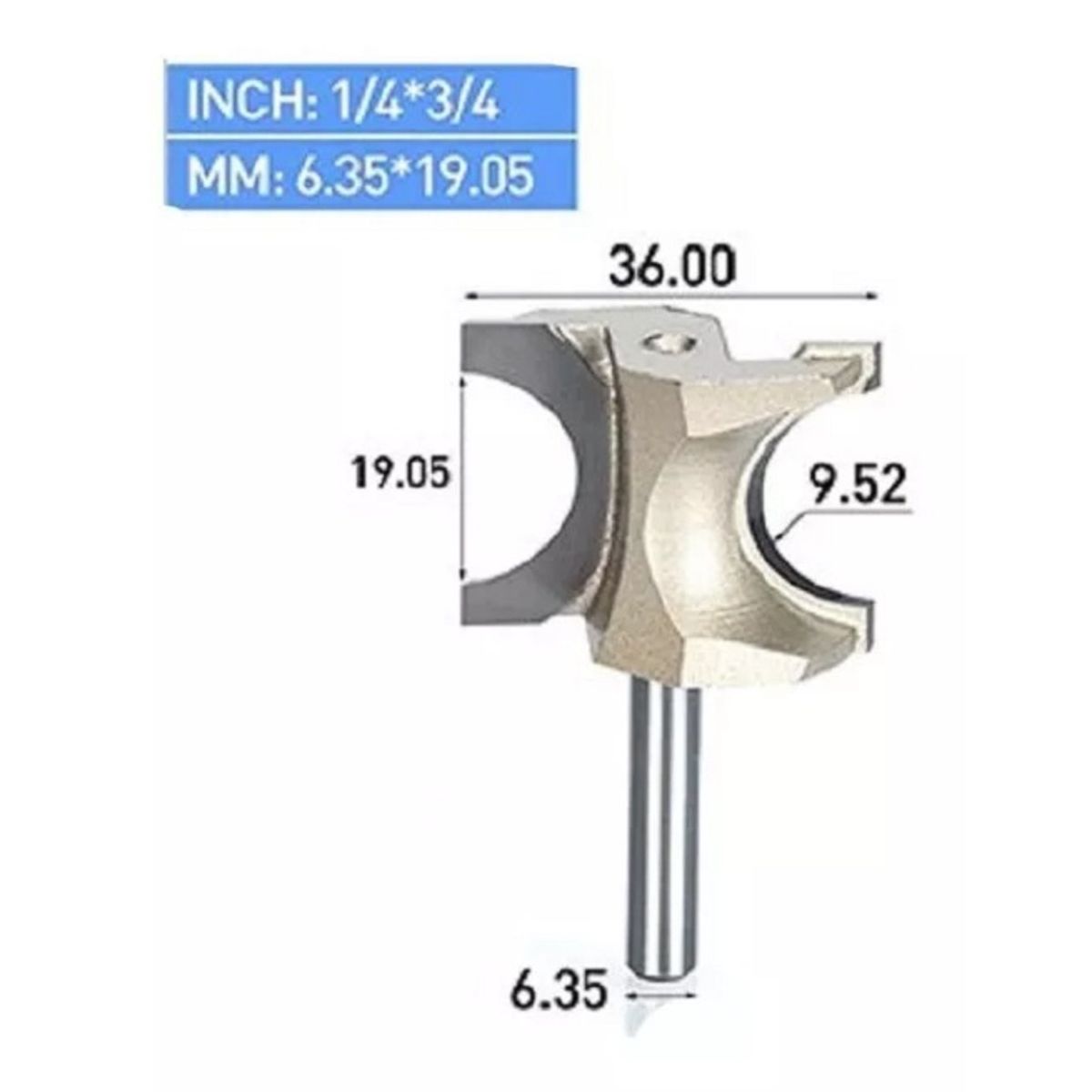 GENERICO - Fresa Madera Moldura Marcos ¼ *r9.5 Toma ¼  Carburo Tungsteno