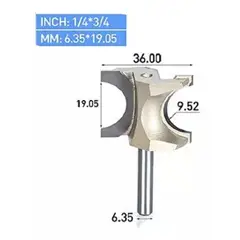 GENERICO - Fresa Madera Moldura Marcos ¼ *r9.5 Toma ¼ Carburo Tungsteno