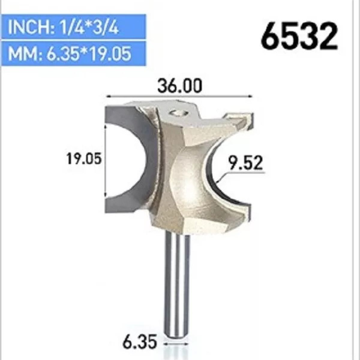GENERICO - Fresa Madera Moldura Marcos ¼ *r9.5 Toma ¼  Carburo Tungsteno