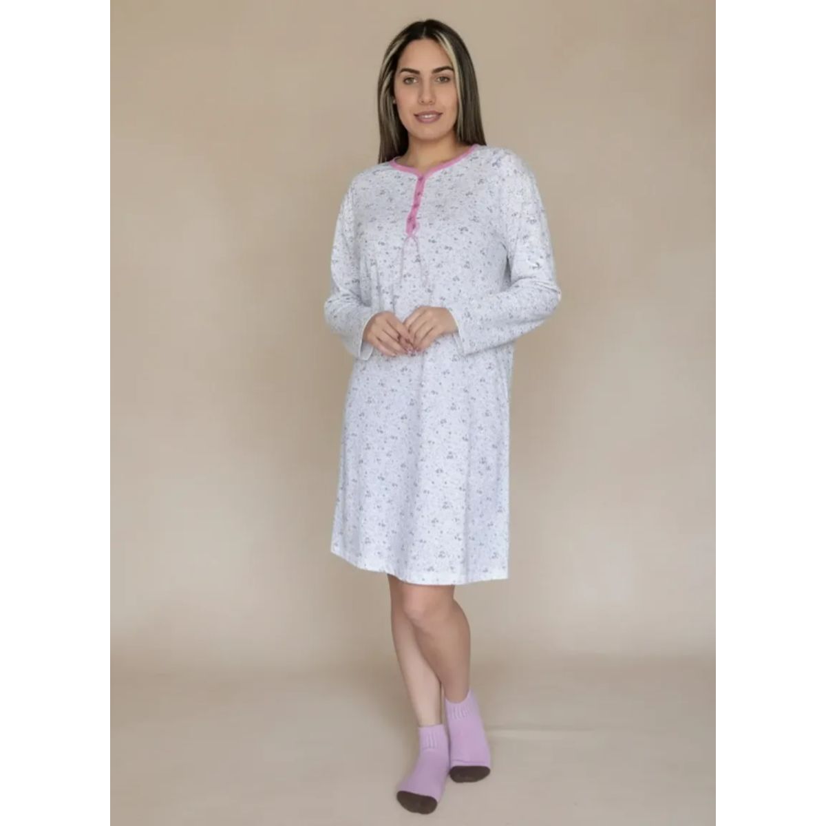 AGW - Pack 3 Camisas De Dormir Mujer Manga Larga Algodon