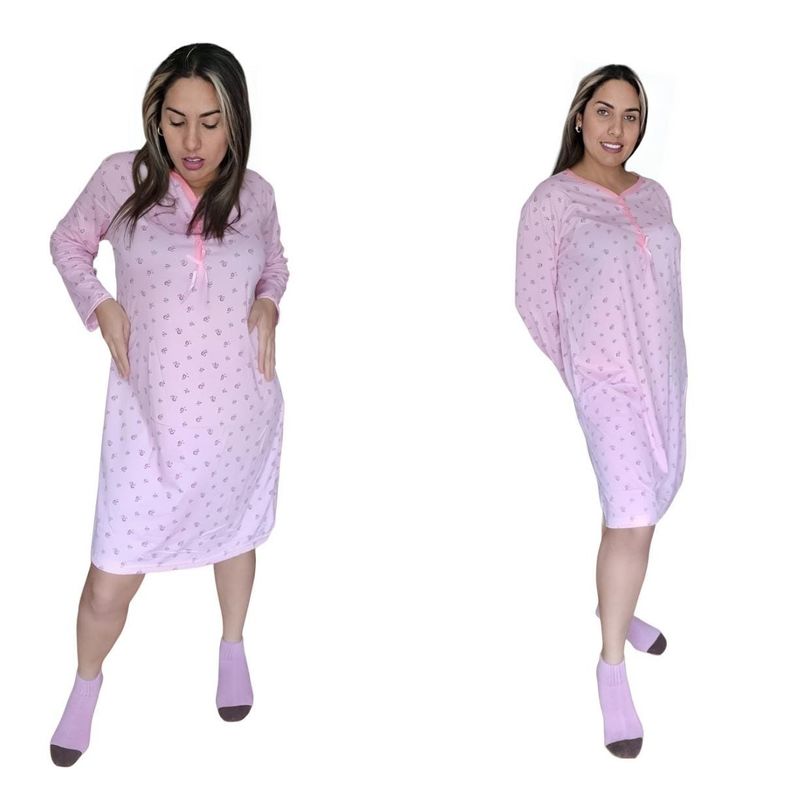 AGW - Pack 3 Camisas De Dormir Mujer Manga Larga Algodon