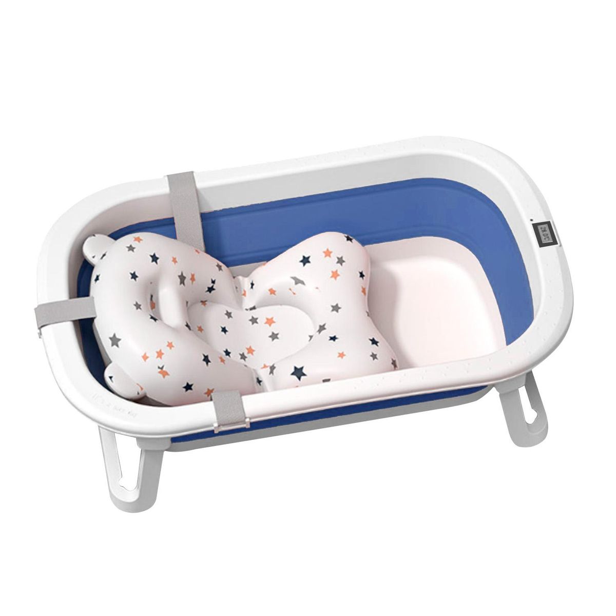 GLOBAL LATIN GROUP - Tina Bañera Plegable Para Bebé, Cojín Y Accesorios - Azul