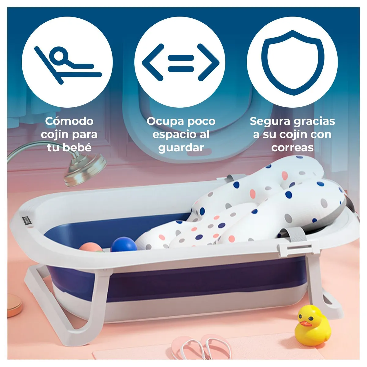 GLOBAL LATIN GROUP - Tina Bañera Plegable Para Bebé, Cojín Y Accesorios - Rosa
