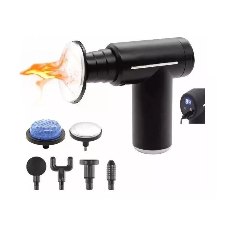 GENERICO - Masajeador Muscular Pistola Gun  Calor  Cabezales  Lcd