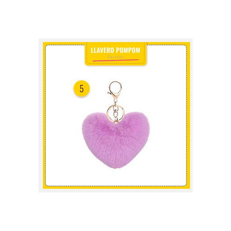 FUNSHOP - 1 Llavero Pompón Peludo Para Carteras De Moda - Corazón