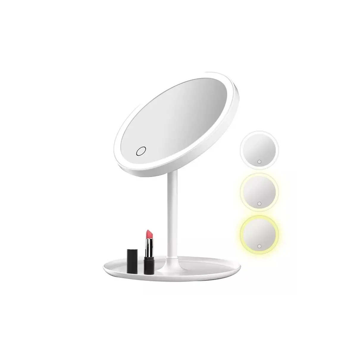 GENERICO - Espejo Redondo Para Maquillaje Luz LED USB Touch