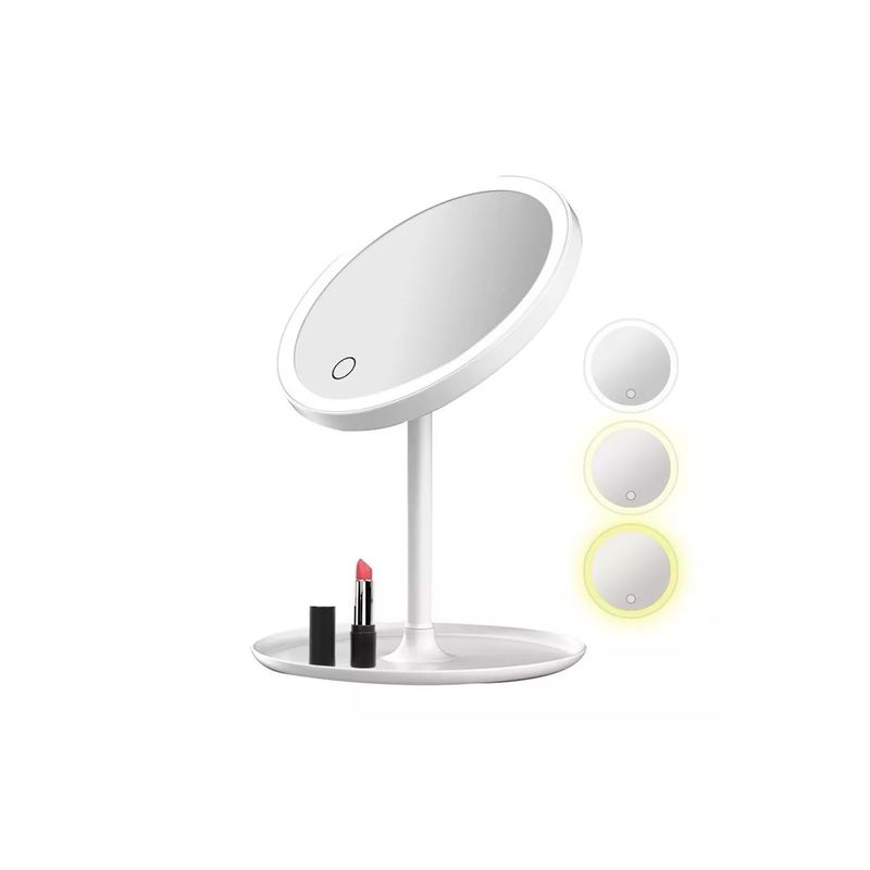 GENERICO - Espejo Redondo Para Maquillaje Luz LED USB Touch