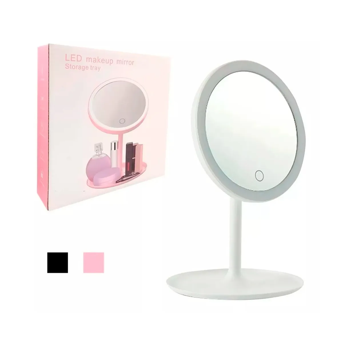 GENERICO - Espejo Redondo Para Maquillaje Luz LED USB Touch